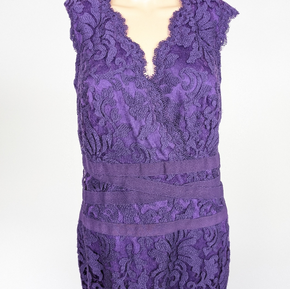 Tadashi Shoji embroidered lace sheath knee-length dress size 8 - Picture 8 of 11